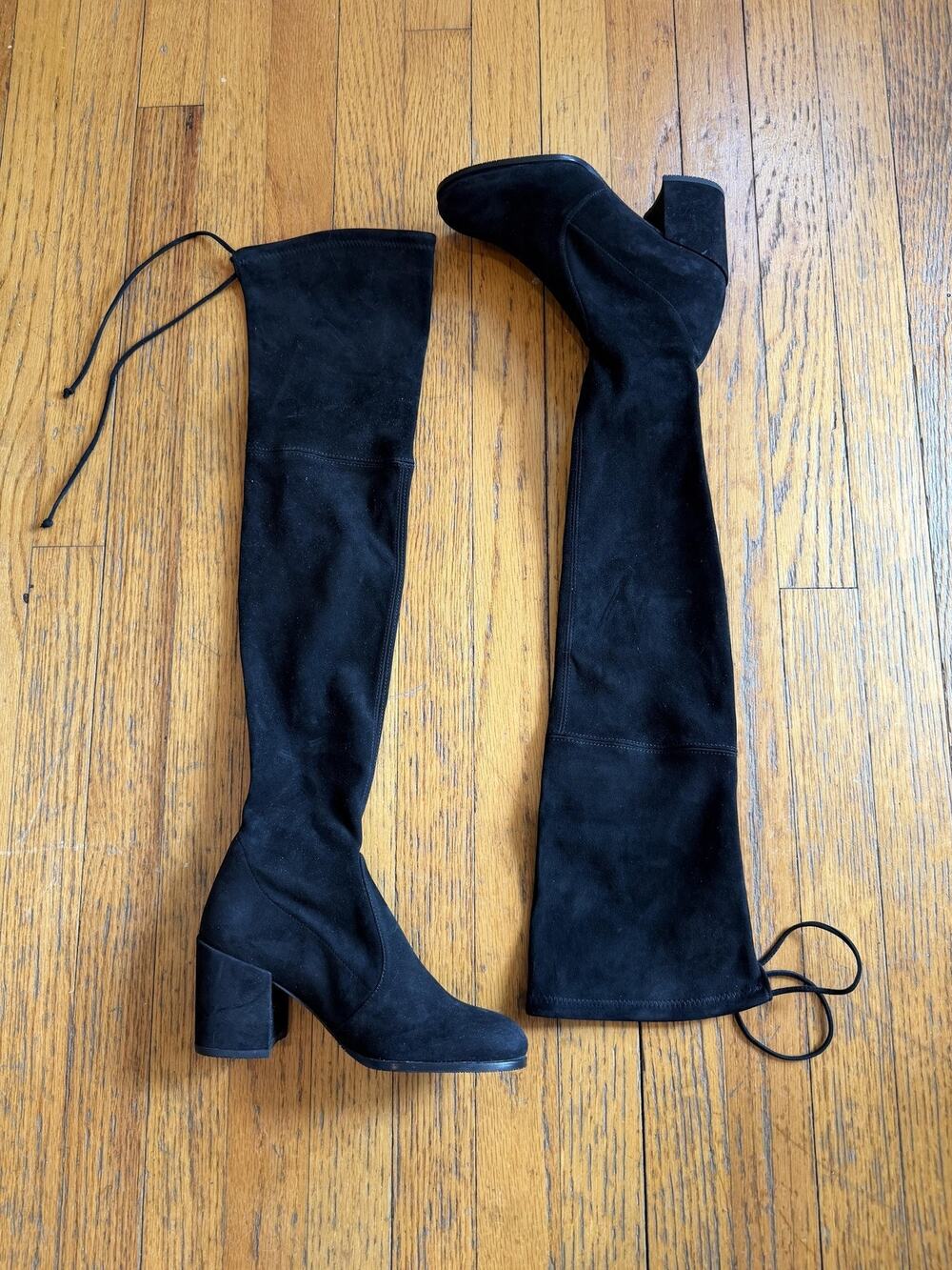 Womens Stuart Weitzman Over the Knee Boots Sz 5 Black Suede